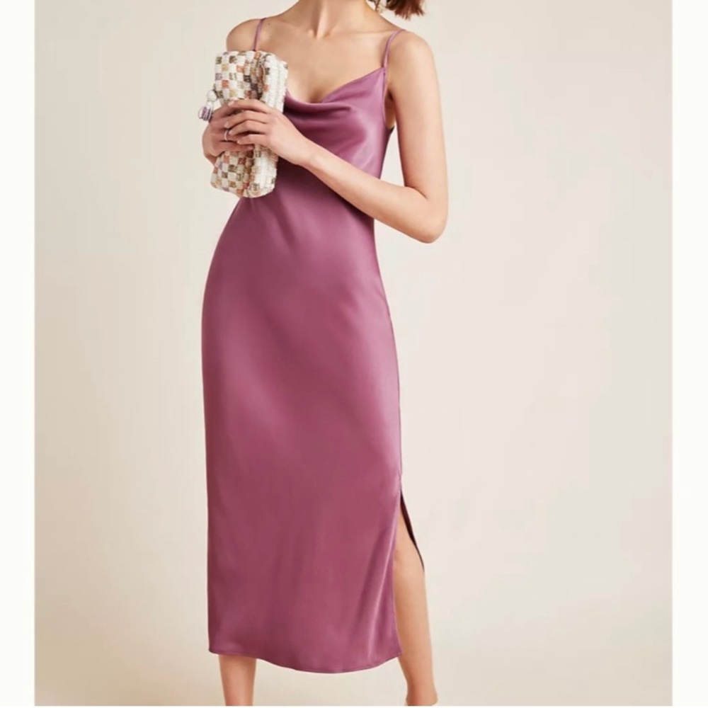 Anthropologie Bare Silky Column Dress - Plum SP NWT